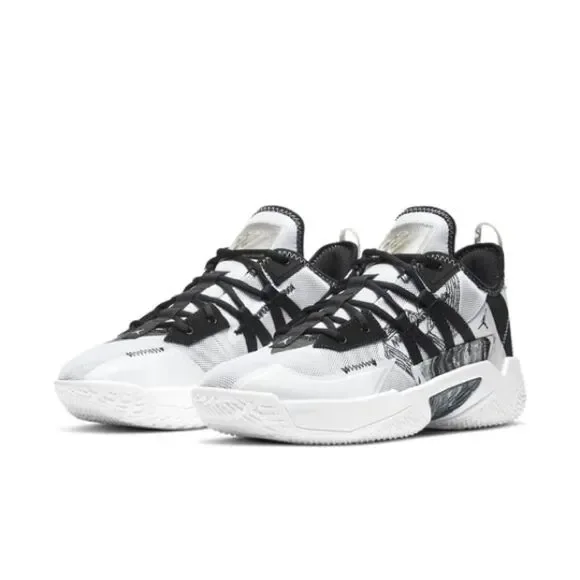 Jordan Men's Black and White Sneakers - Picture 3 of 6